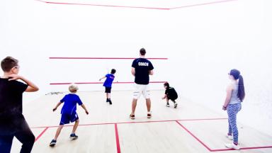 playing squash