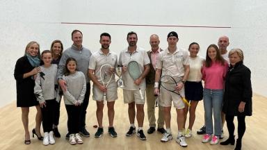 Open Doubles finalists, with the Sandy Martin family