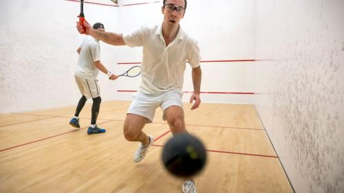 playing squash