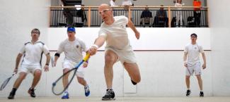 Chris Haley playing squash
